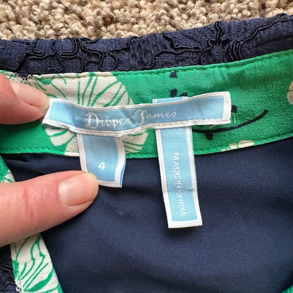 Draper James Hilltop Garden Shirtdress Floral Silk Print Lace collar Gold Button - Picture 8 of 10